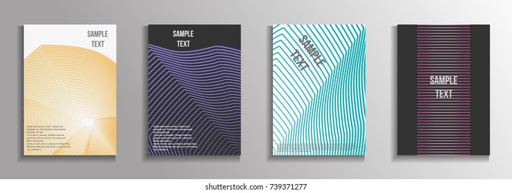 The minimal geometric coverage. A set of modern abstract oblong objects from vector abstract lines. Future template for the design of the background of albums, business brochures, banner, poster.