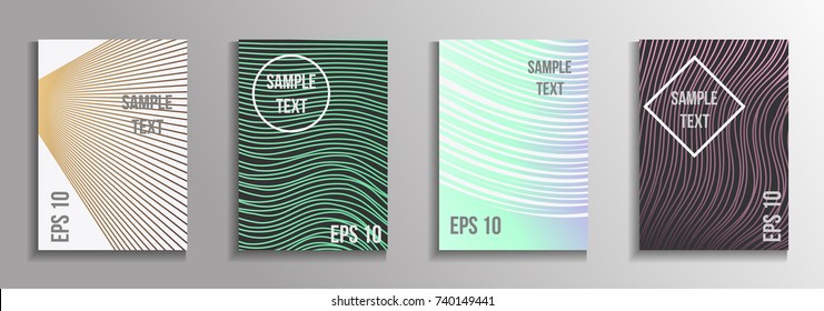The minimal geometric coverage. A set of modern abstract oblong objects from vector abstract lines. Future template for the design of the background of albums, business brochures, banner, poster.