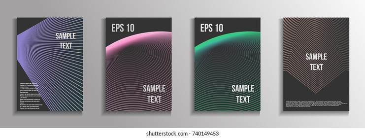 The minimal geometric coverage. A set of modern abstract oblong objects from vector abstract lines. Future template for the design of the background of albums, business brochures, banner, poster.