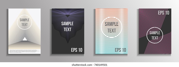 The minimal geometric coverage. A set of modern abstract oblong objects from vector abstract lines. Future template for the design of the background of albums, business brochures, banner, poster.