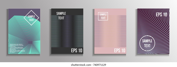 The minimal geometric coverage. A set of modern abstract oblong objects from vector abstract lines. Future template for the design of the background of albums, business brochures, banner, poster.