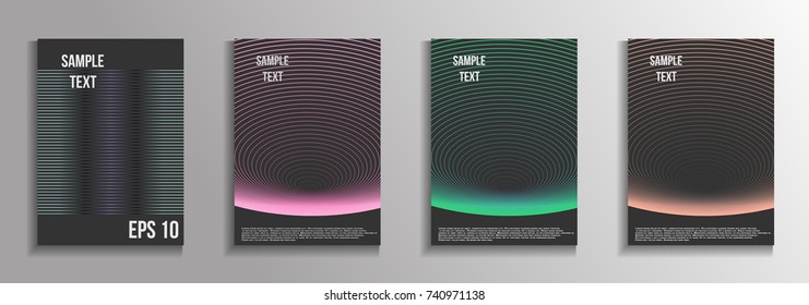 The minimal geometric coverage. A set of modern abstract oblong objects from vector abstract lines. Future template for the design of the background of albums, business brochures, banner, poster.