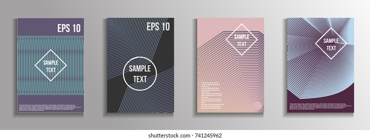 The minimal geometric coverage. A set of modern abstract oblong objects from vector abstract lines. Future template for the design of the background of albums, business brochures, banner, poster.