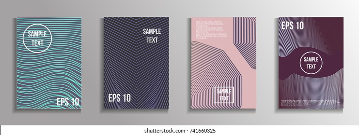 The minimal geometric coverage. A set of modern abstract oblong objects from vector abstract lines. Future template for the design of the background of albums, business brochures, banner, poster.