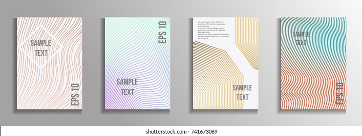 The minimal geometric coverage. A set of modern abstract oblong objects from vector abstract lines. Future template for the design of the background of albums, business brochures, banner, poster.