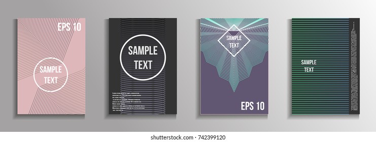 The minimal geometric coverage. A set of modern abstract oblong objects from vector abstract lines. Future template for the design of the background of albums, business brochures, banner, poster.