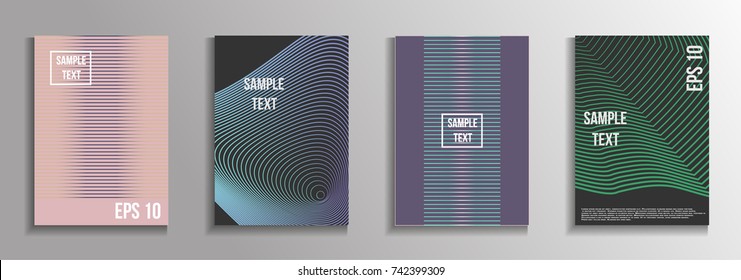 The minimal geometric coverage. A set of modern abstract oblong objects from vector abstract lines. Future template for the design of the background of albums, business brochures, banner, poster.