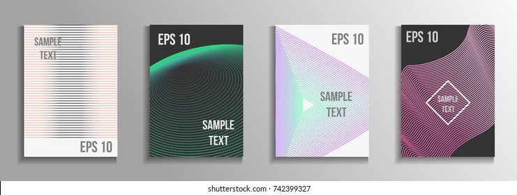 The minimal geometric coverage. A set of modern abstract oblong objects from vector abstract lines. Future template for the design of the background of albums, business brochures, banner, poster.
