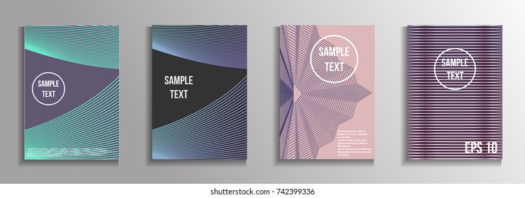The minimal geometric coverage. A set of modern abstract oblong objects from vector abstract lines. Future template for the design of the background of albums, business brochures, banner, poster.