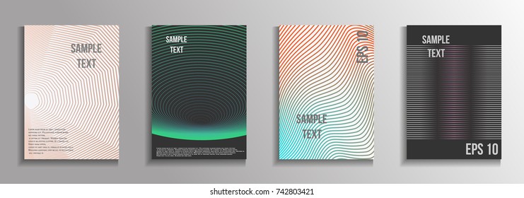 The minimal geometric coverage. A set of modern abstract oblong objects from vector abstract lines. Future template for the design of the background of albums, business brochures, banner, poster.