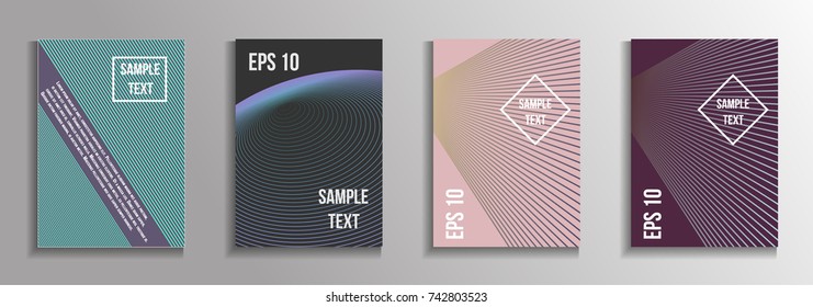 The minimal geometric coverage. A set of modern abstract oblong objects from vector abstract lines. Future template for the design of the background of albums, business brochures, banner, poster.