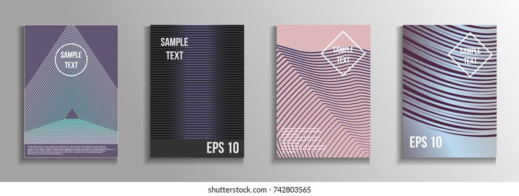 The minimal geometric coverage. A set of modern abstract oblong objects from vector abstract lines. Future template for the design of the background of albums, business brochures, banner, poster.