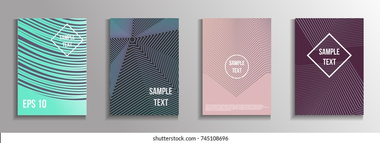 The minimal geometric coverage. A set of modern abstract oblong objects from vector abstract lines. Future template for the design of the background of albums, business brochures, banner, poster.