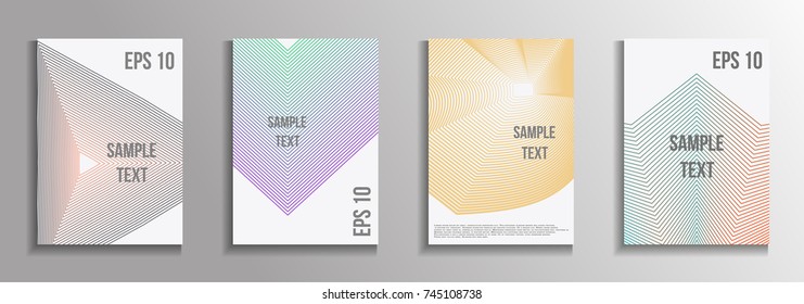 The minimal geometric coverage. A set of modern abstract oblong objects from vector abstract lines. Future template for the design of the background of albums, business brochures, banner, poster.