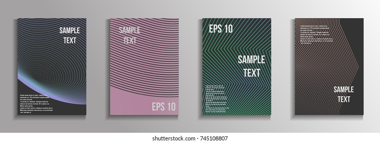 The minimal geometric coverage. A set of modern abstract oblong objects from vector abstract lines. Future template for the design of the background of albums, business brochures, banner, poster.