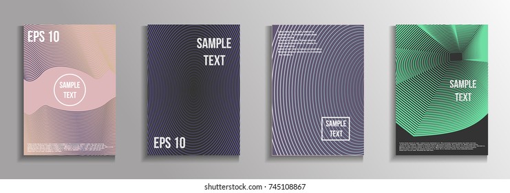 The minimal geometric coverage. A set of modern abstract oblong objects from vector abstract lines. Future template for the design of the background of albums, business brochures, banner, poster.