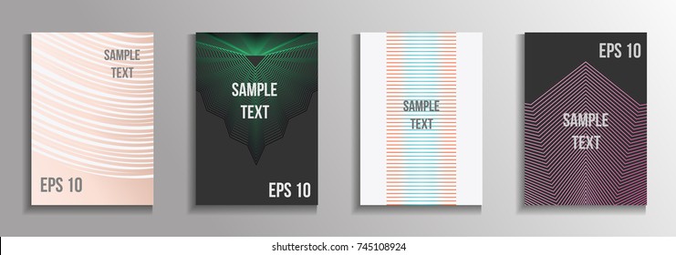 The minimal geometric coverage. A set of modern abstract oblong objects from vector abstract lines. Future template for the design of the background of albums, business brochures, banner, poster.