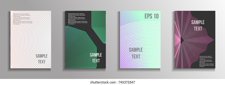 The minimal geometric coverage. A set of modern abstract oblong objects from vector abstract lines. Future template for the design of the background of albums, business brochures, banner, poster.