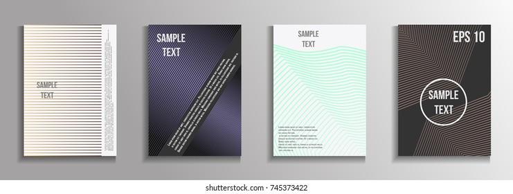 The minimal geometric coverage. A set of modern abstract oblong objects from vector abstract lines. Future template for the design of the background of albums, business brochures, banner, poster.