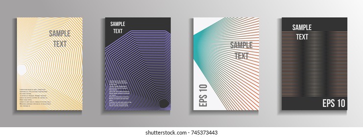 The minimal geometric coverage. A set of modern abstract oblong objects from vector abstract lines. Future template for the design of the background of albums, business brochures, banner, poster.