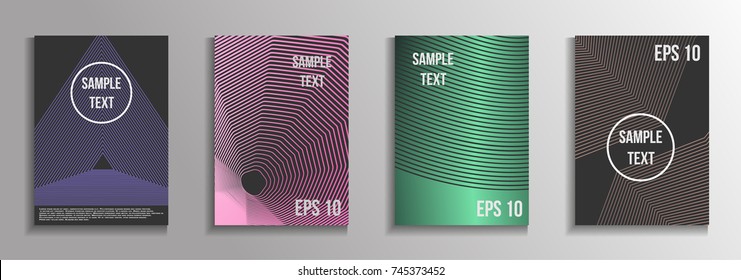 The minimal geometric coverage. A set of modern abstract oblong objects from vector abstract lines. Future template for the design of the background of albums, business brochures, banner, poster.