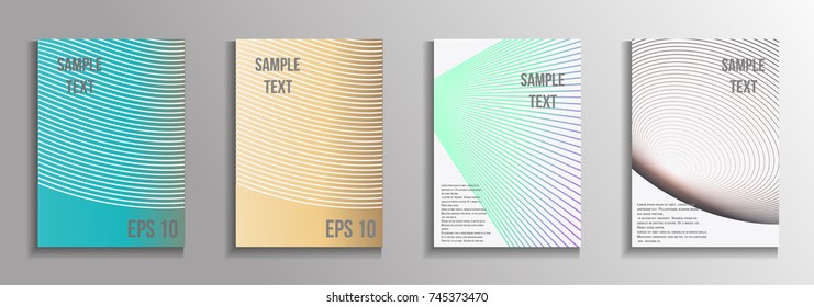 The minimal geometric coverage. A set of modern abstract oblong objects from vector abstract lines. Future template for the design of the background of albums, business brochures, banner, poster.