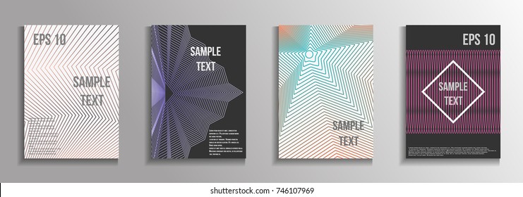 The minimal geometric coverage. A set of modern abstract oblong objects from vector abstract lines. Future template for the design of the background of albums, business brochures, banner, poster.