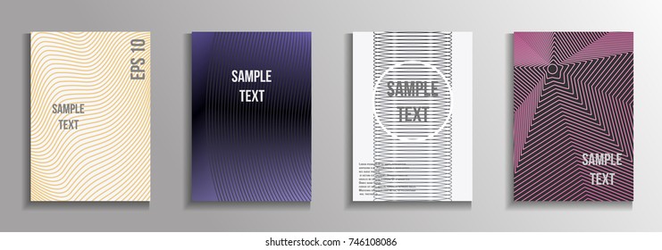 The minimal geometric coverage. A set of modern abstract oblong objects from vector abstract lines. Future template for the design of the background of albums, business brochures, banner, poster.