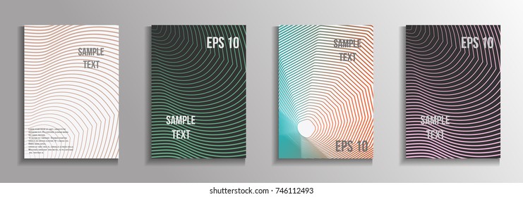The minimal geometric coverage. A set of modern abstract oblong objects from vector abstract lines. Future template for the design of the background of albums, business brochures, banner, poster.