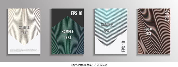 The minimal geometric coverage. A set of modern abstract oblong objects from vector abstract lines. Future template for the design of the background of albums, business brochures, banner, poster.