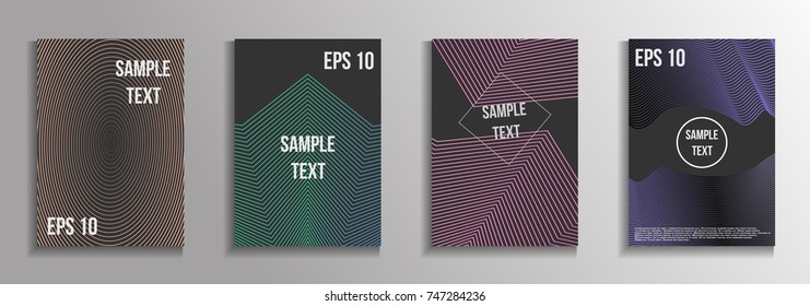 The minimal geometric coverage. A set of modern abstract oblong objects from vector abstract lines. Future template for the design of the background of albums, business brochures, banner, poster.