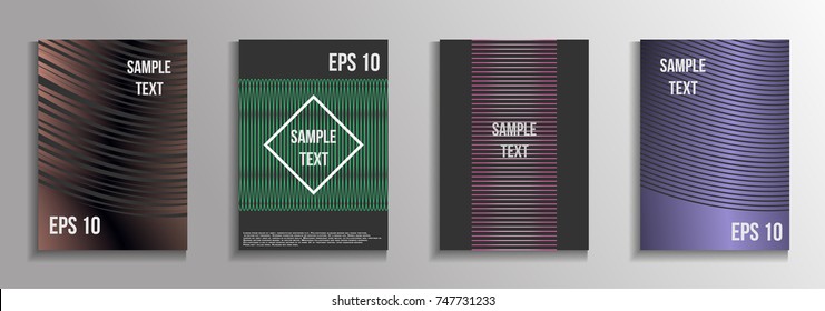 The minimal geometric coverage. A set of modern abstract oblong objects from vector abstract lines. Future template for the design of the background of albums, business brochures, banner, poster.