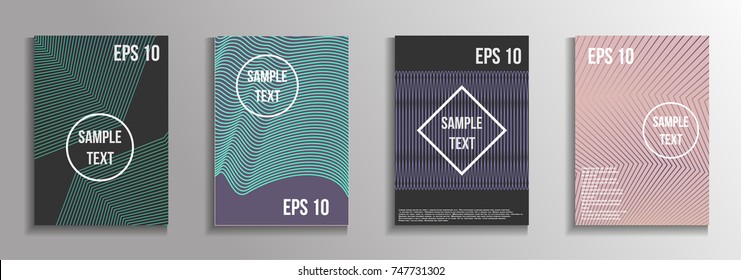 The minimal geometric coverage. A set of modern abstract oblong objects from vector abstract lines. Future template for the design of the background of albums, business brochures, banner, poster.