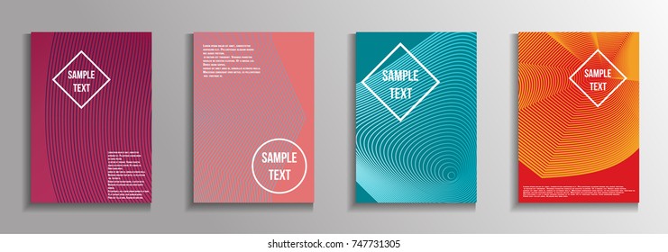 The minimal geometric coverage. A set of modern abstract oblong objects from vector abstract lines. Future template for the design of the background of albums, business brochures, banner, poster.