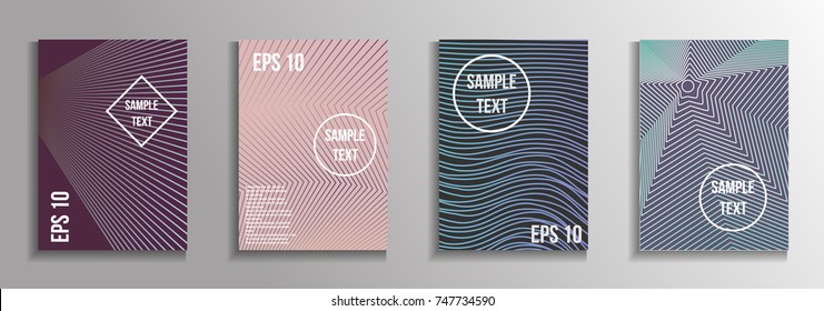 The minimal geometric coverage. A set of modern abstract oblong objects from vector abstract lines. Future template for the design of the background of albums, business brochures, banner, poster.