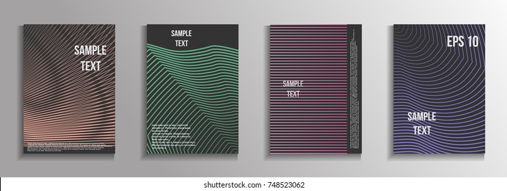 The minimal geometric coverage. A set of modern abstract oblong objects from vector abstract lines. Future template for the design of the background of albums, business brochures, banner, poster.
