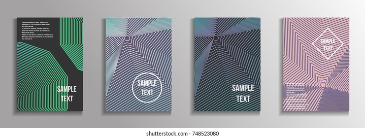 The minimal geometric coverage. A set of modern abstract oblong objects from vector abstract lines. Future template for the design of the background of albums, business brochures, banner, poster.