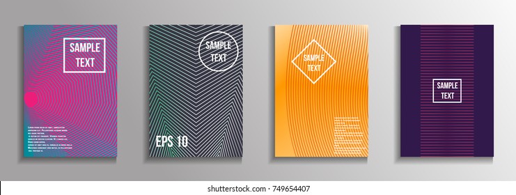 The minimal geometric coverage. A set of modern abstract oblong objects from vector abstract lines. Future template for the design of the background of albums, business brochures, banner, poster.