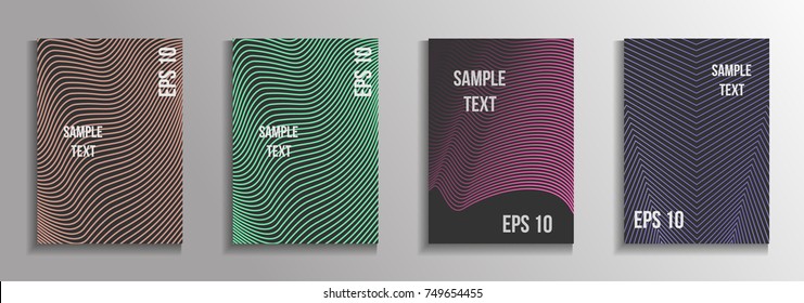 The minimal geometric coverage. A set of modern abstract oblong objects from vector abstract lines. Future template for the design of the background of albums, business brochures, banner, poster.