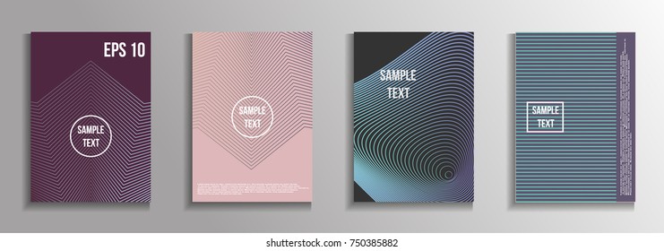 The minimal geometric coverage. A set of modern abstract oblong objects from vector abstract lines. Future template for the design of the background of albums, business brochures, banner, poster.