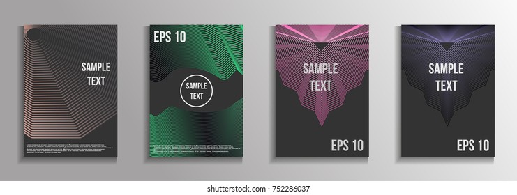 The minimal geometric coverage. A set of modern abstract oblong objects from vector abstract lines. Future template for the design of the background of albums, business brochures, banner, poster.