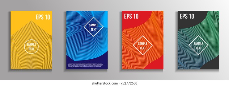 The minimal geometric coverage. A set of modern abstract oblong objects from vector abstract lines. Future template for the design of the background of albums, business brochures, banner, poster.