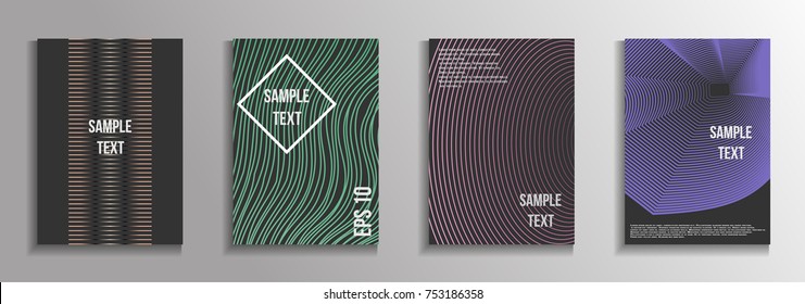The minimal geometric coverage. A set of modern abstract oblong objects from vector abstract lines. Future template for the design of the background of albums, business brochures, banner, poster.