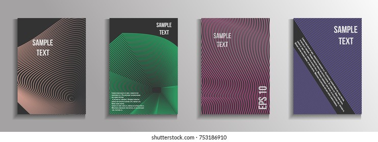 The minimal geometric coverage. A set of modern abstract oblong objects from vector abstract lines. Future template for the design of the background of albums, business brochures, banner, poster.