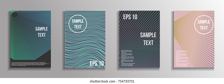 The minimal geometric coverage. A set of modern abstract oblong objects from vector abstract lines. Future template for the design of the background of albums, business brochures, banner, poster.