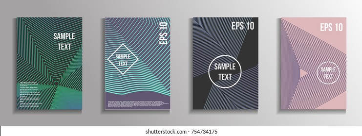 The minimal geometric coverage. A set of modern abstract oblong objects from vector abstract lines. Future template for the design of the background of albums, business brochures, banner, poster.