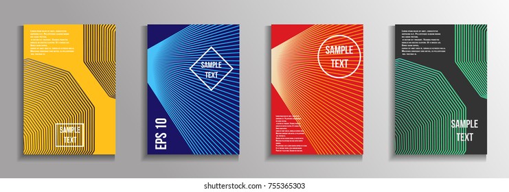 The minimal geometric coverage. A set of modern abstract oblong objects from vector abstract lines. Future template for the design of the background of albums, business brochures, banner, poster.