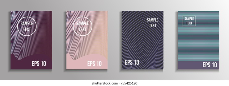 The minimal geometric coverage. A set of modern abstract oblong objects from vector abstract lines. Future template for the design of the background of albums, business brochures, banner, poster.