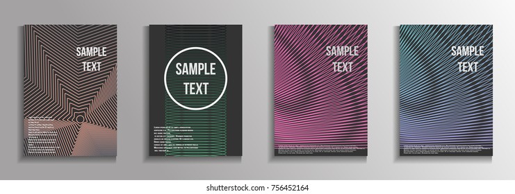 The minimal geometric coverage. A set of modern abstract oblong objects from vector abstract lines. Future template for the design of the background of albums, business brochures, banner, poster.