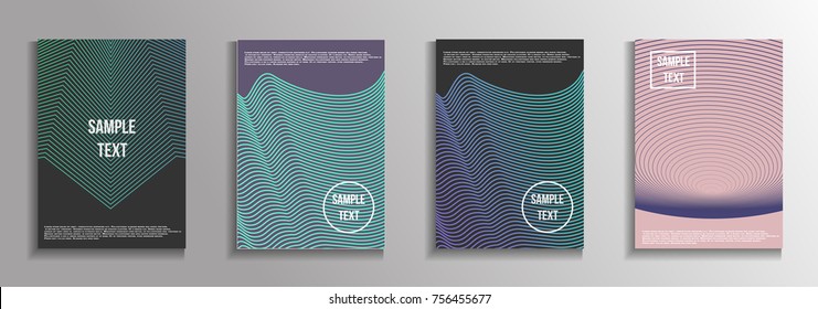The minimal geometric coverage. A set of modern abstract oblong objects from vector abstract lines. Future template for the design of the background of albums, business brochures, banner, poster.